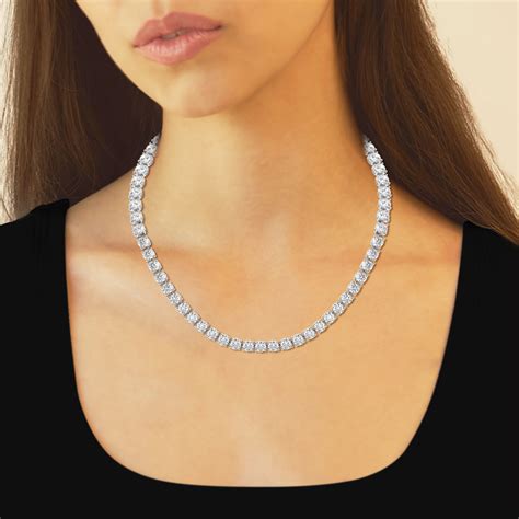 Lab Grown Diamond Tennis Necklace in 10K White Gold, 22”